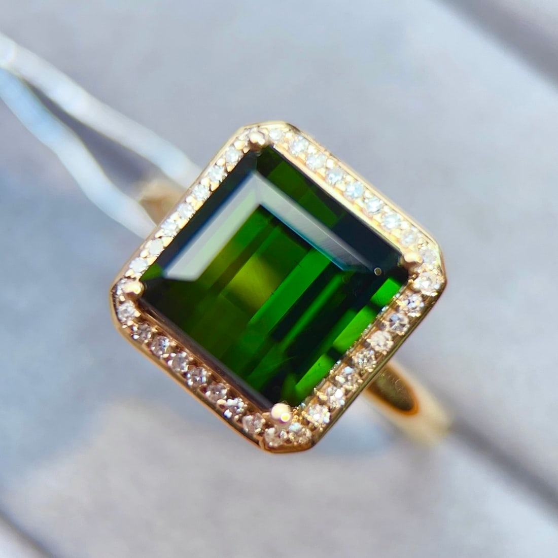 14k Gold 6.33 Ctw Natural Tourmaline & Diamond Ring - 5