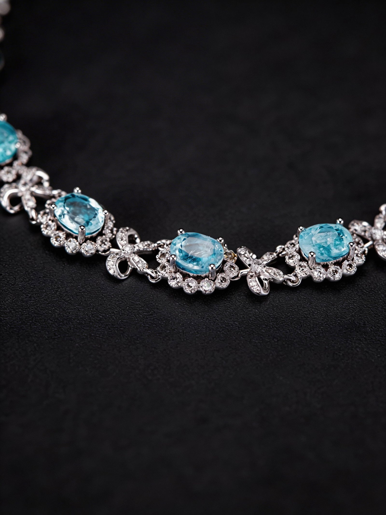 14k Gold 6.2 Ct Natural Paraiba Tourmaline & Diamond Bracelet - 4