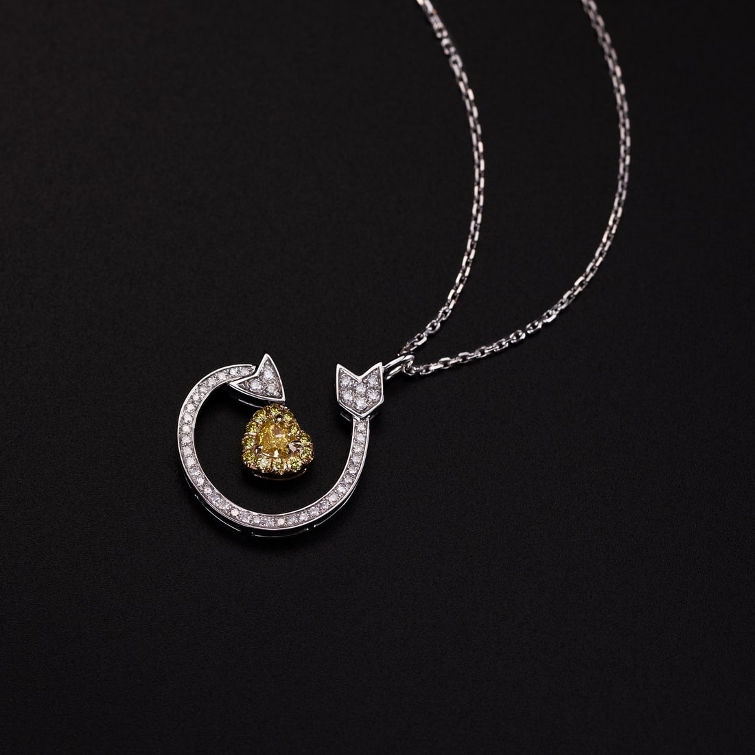 14k Gold 1.19 Ct Natural Yellow Diamond & Diamond Pendant - 2