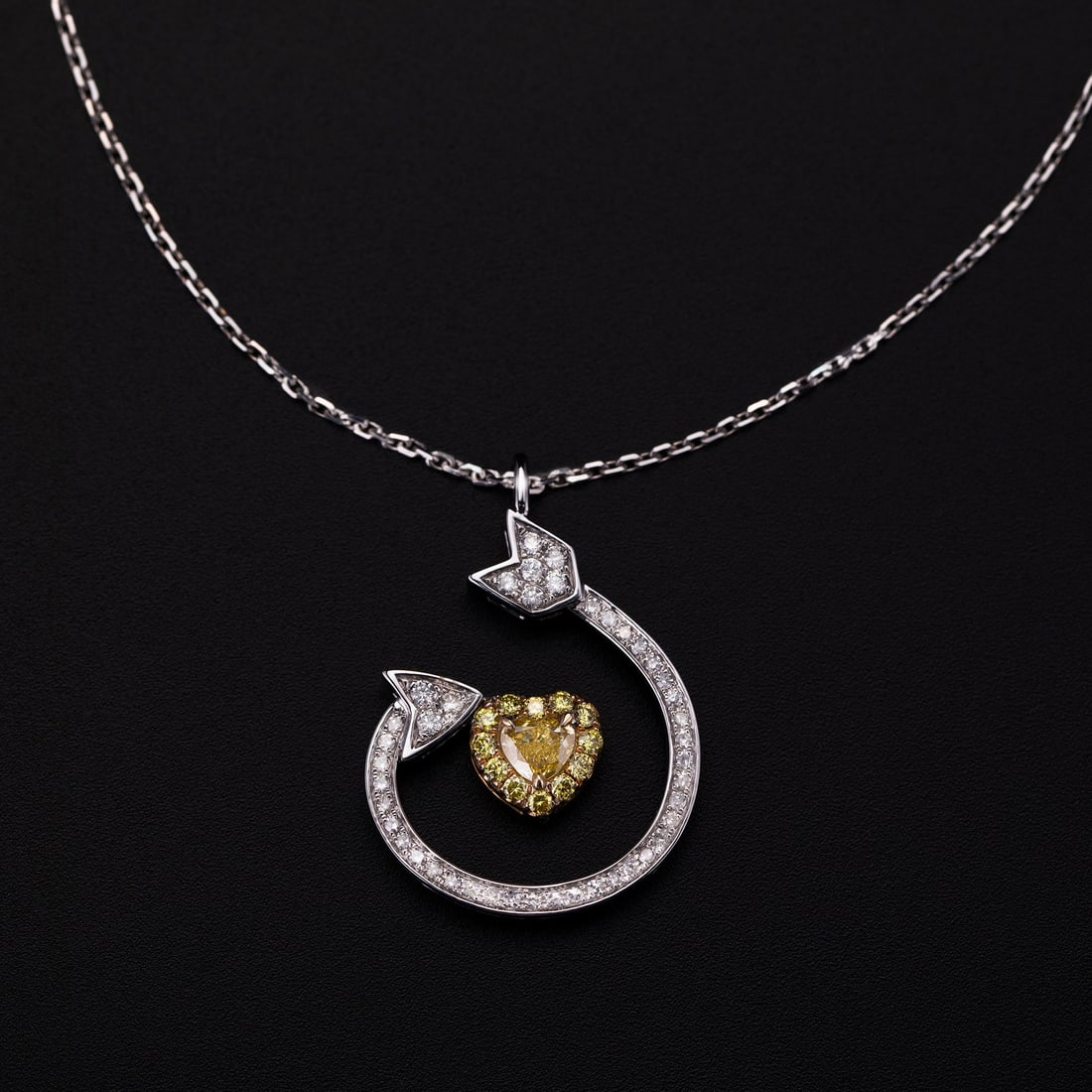 14k Gold 1.19 Ct Natural Yellow Diamond & Diamond Pendant - 5