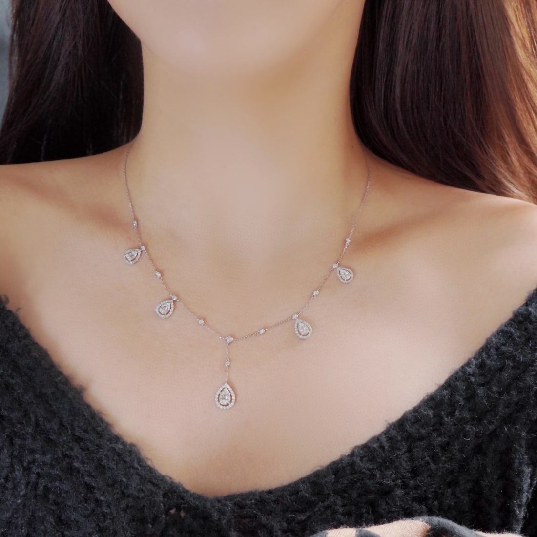 14k Gold 1.08 Ct Natural H Diamond Necklace - 2