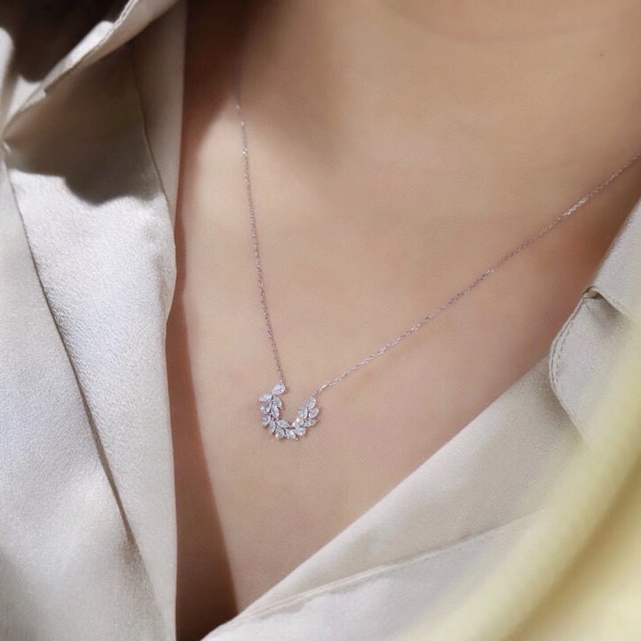 14k Gold 1.05 Ct Natural H Diamond Necklace - 2