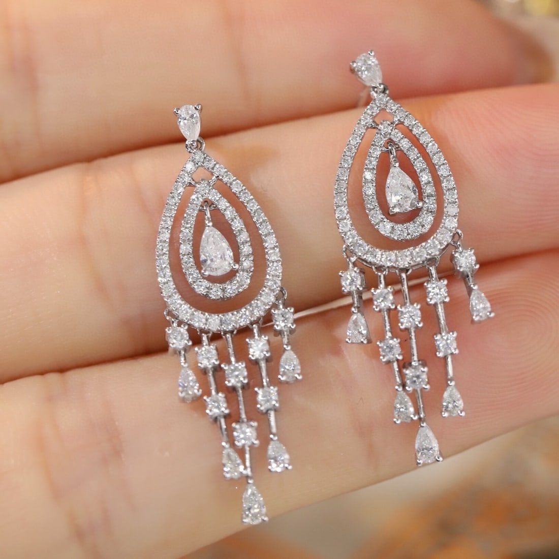 14k Gold 1.6 Ct Natural H Diamond Earrings - 2