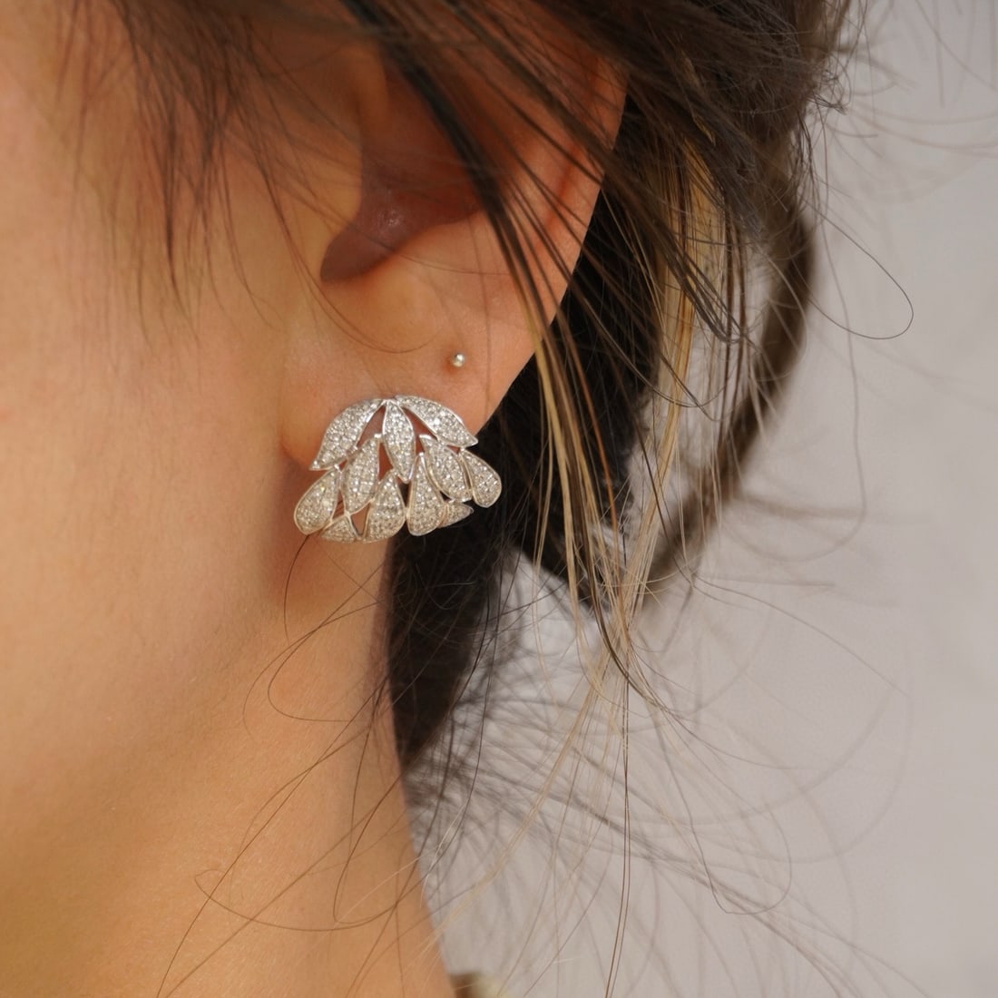 14k Gold 0.9 Ct Natural H Diamond Earrings - 3