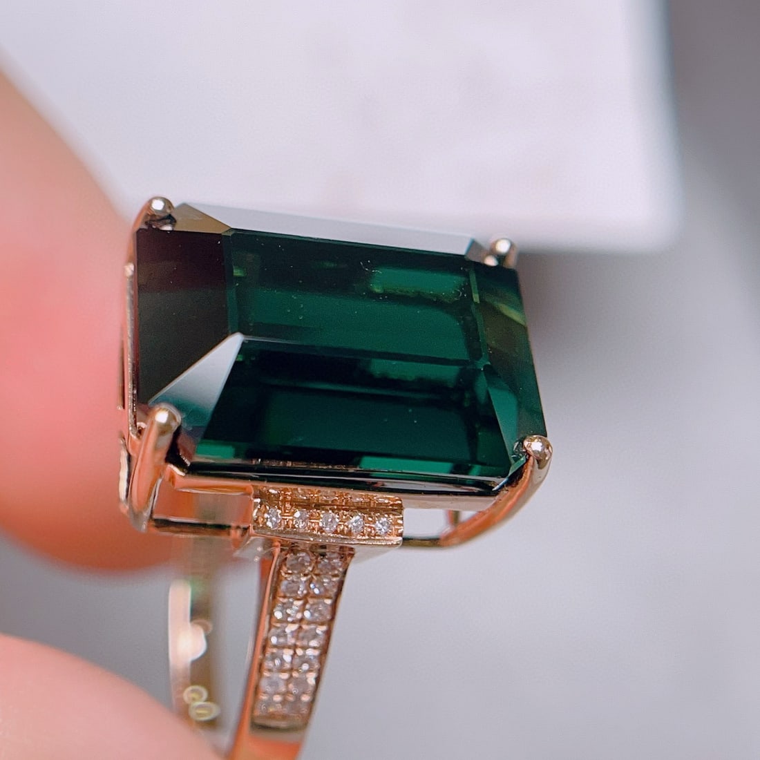 14k Gold 15.42 Ctw Natural Tourmaline & Diamond Ring - 2