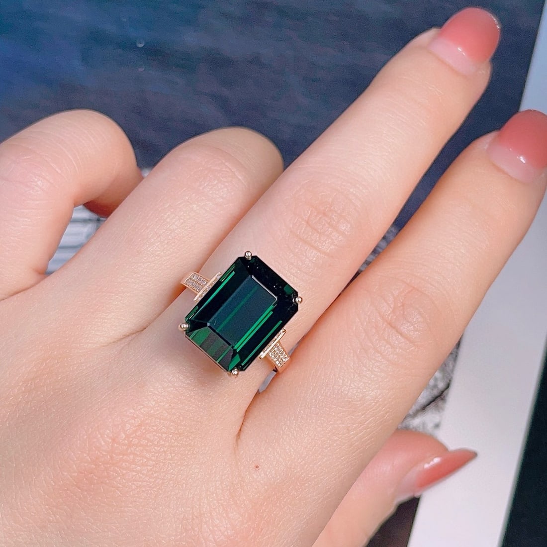 14k Gold 15.42 Ctw Natural Tourmaline & Diamond Ring - 3