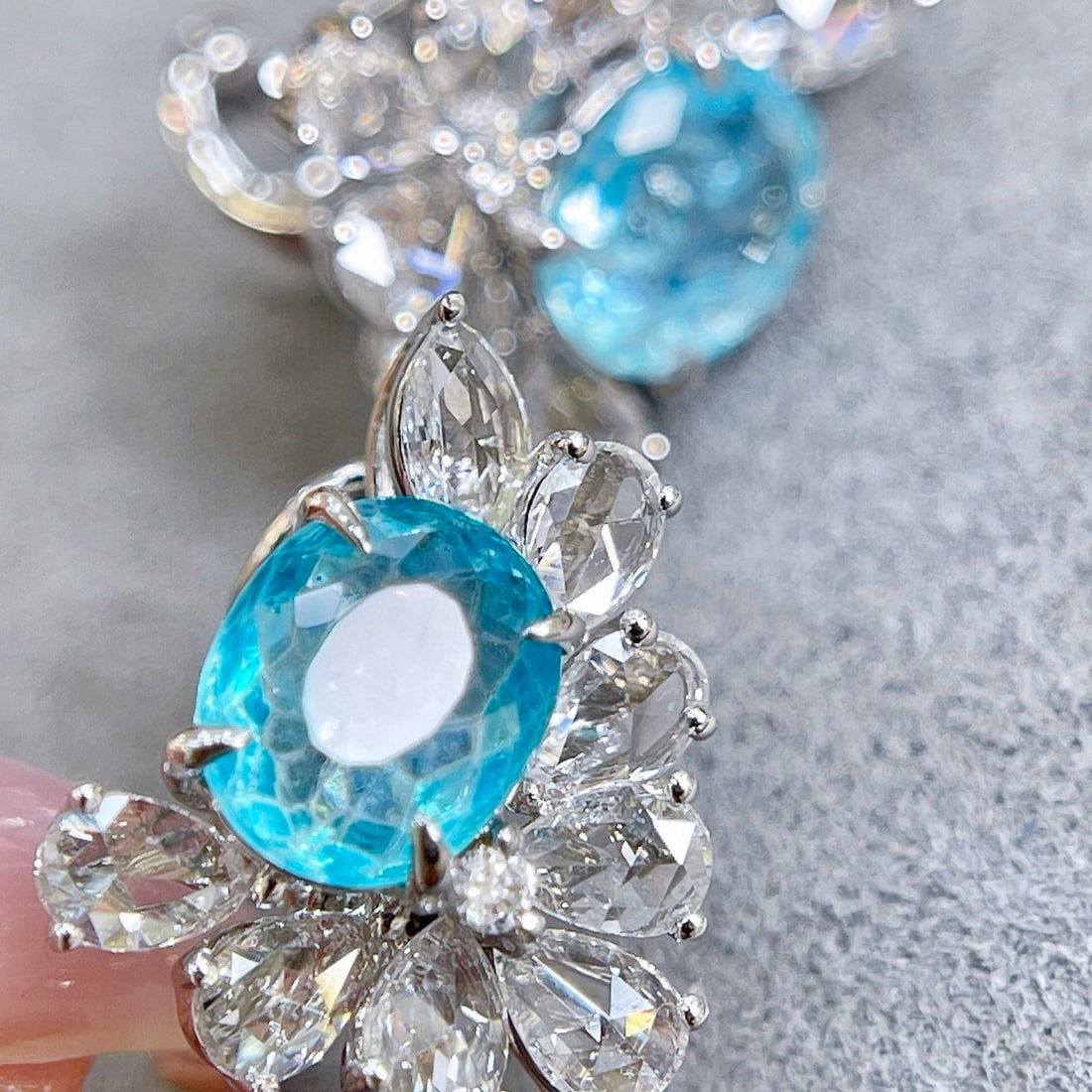 14k Gold 3.5 Ctw Natural Paraiba Tourmaline & Diamond Earrings - 3