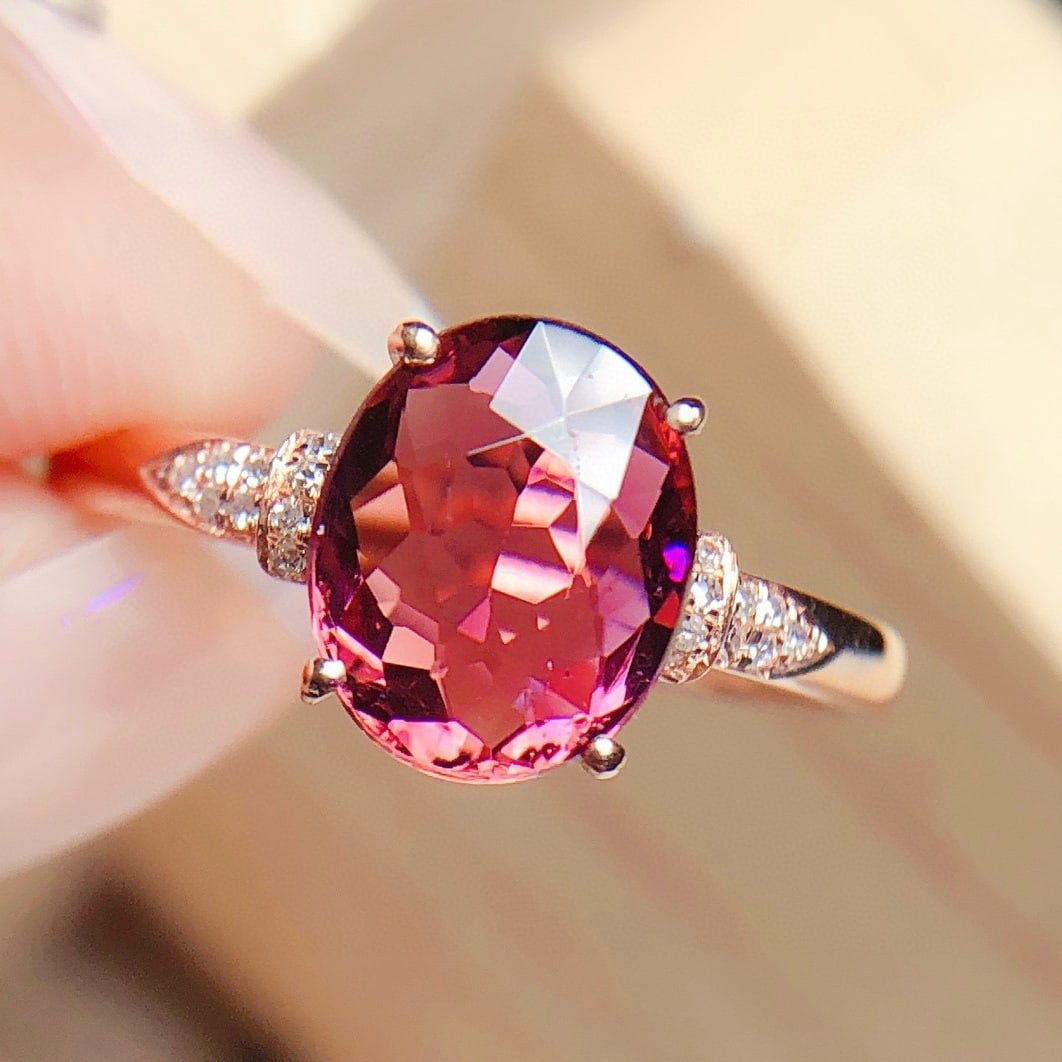 14k Gold 2.3 Ct Natural Tourmaline & Diamond Ring - 3