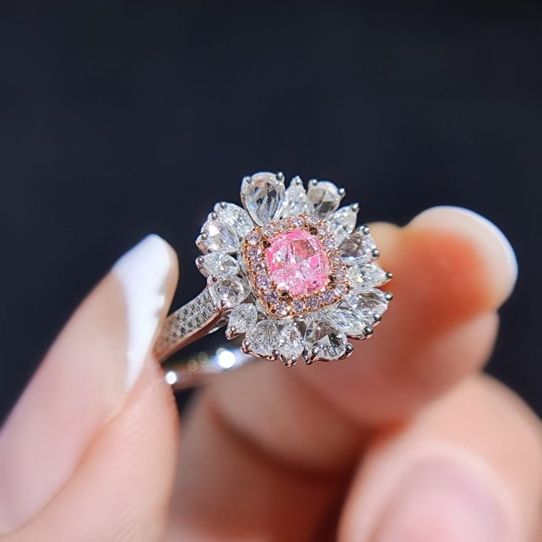 14k Gold 0.93 Ctw Natural Pink Diamond & Diamond Ring - 2