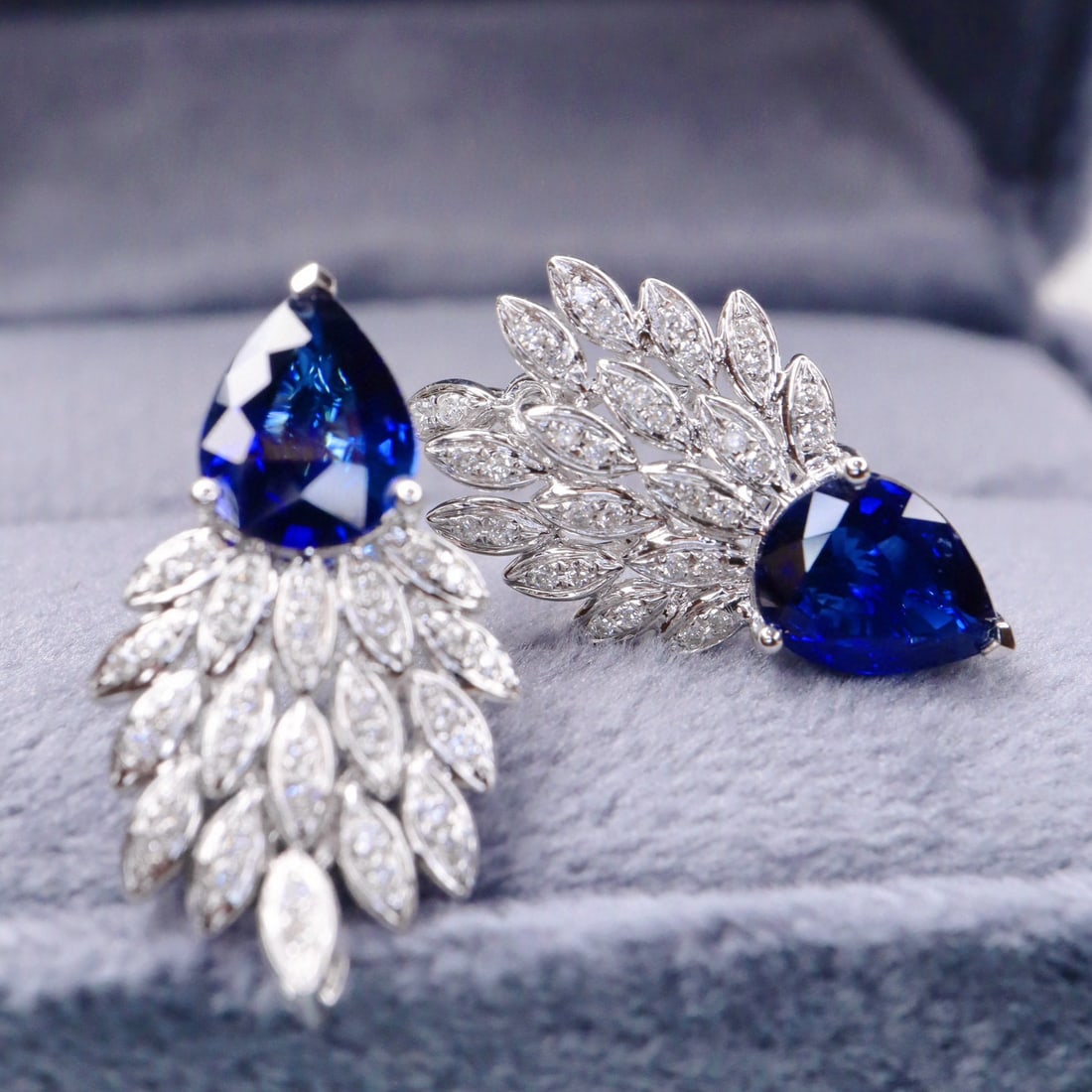 14k Gold 2.39 Ctw Natural Sapphire & Diamond Earrings - 3