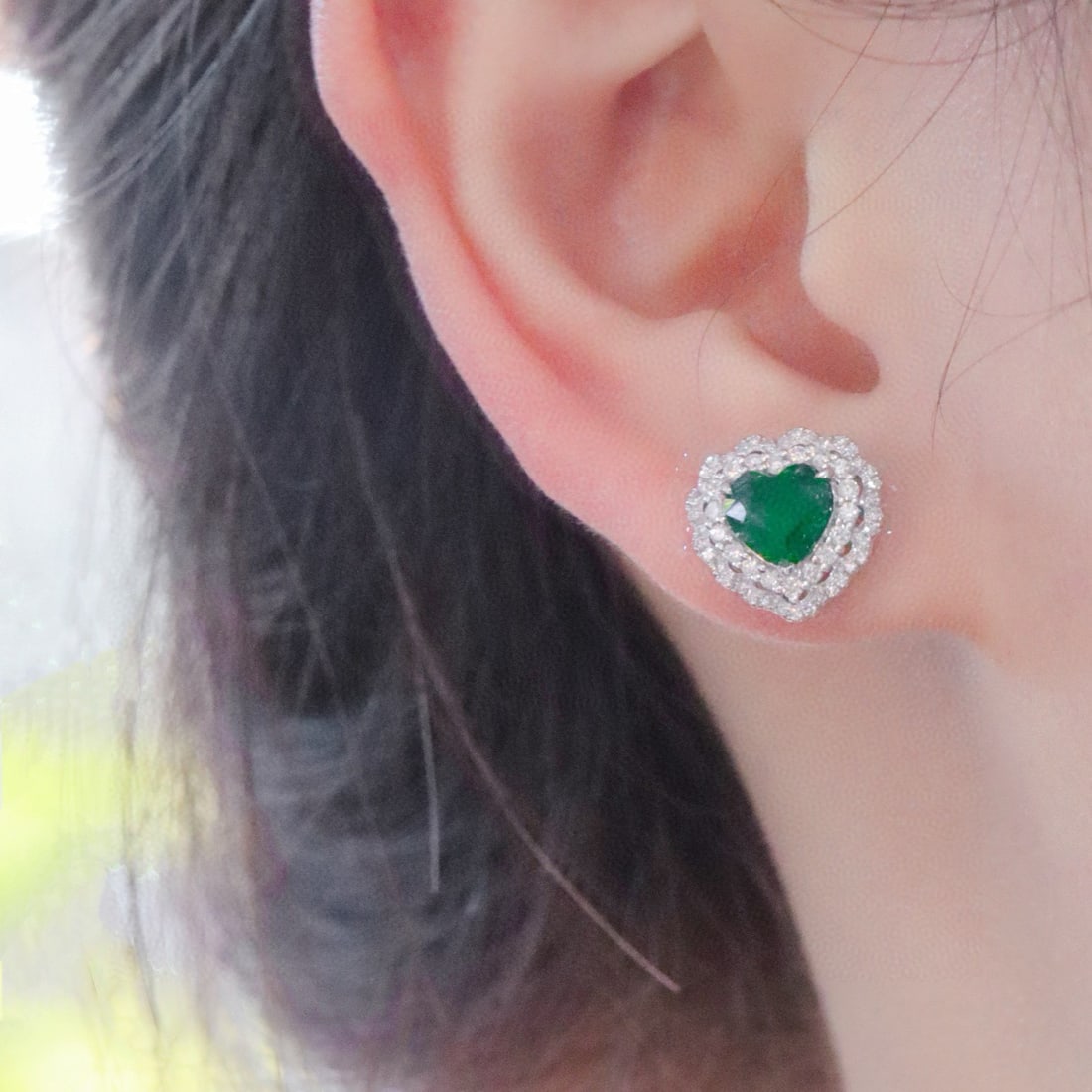 14k Gold 2.07 Ctw Vivid Green Natural Emerald & Diamond Earrings - 5