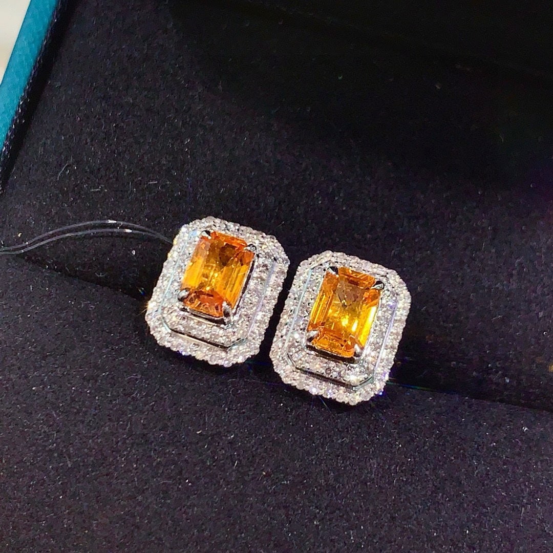 14k Gold 1.84 Ctw Natural Sapphire & Diamond Earrings - 3