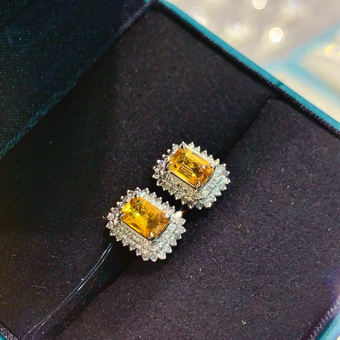 14k Gold 1.45 Ctw Natural Sapphire & Diamond Earrings - 6