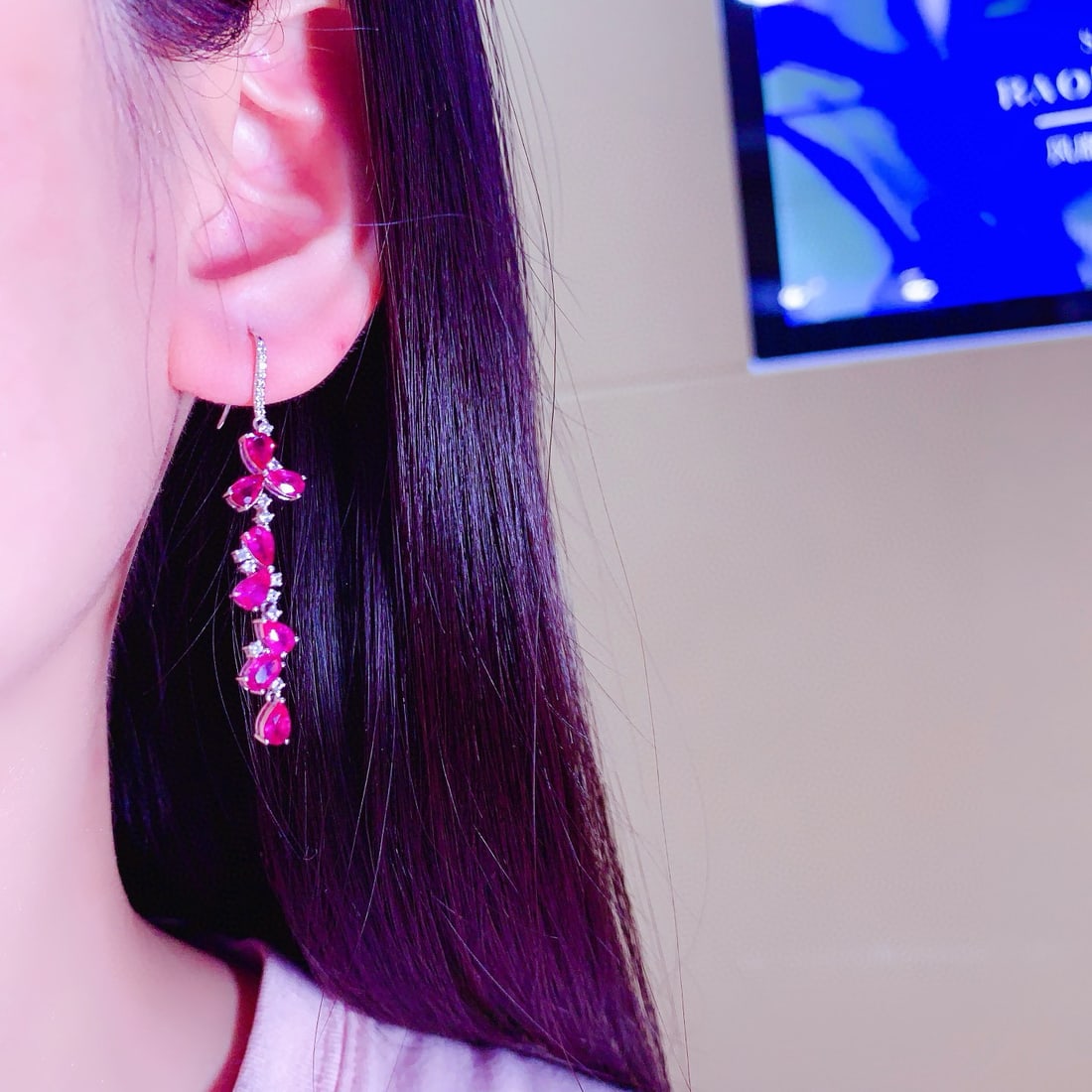 14k Gold 3.28 Ctw Natural Ruby & Sapphire Earrings - 3