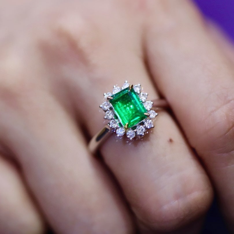 14k Gold 1.82 Ctw Vivid Green Natural Emerald & Diamond Ring/pendant( Without Chain ) - 5