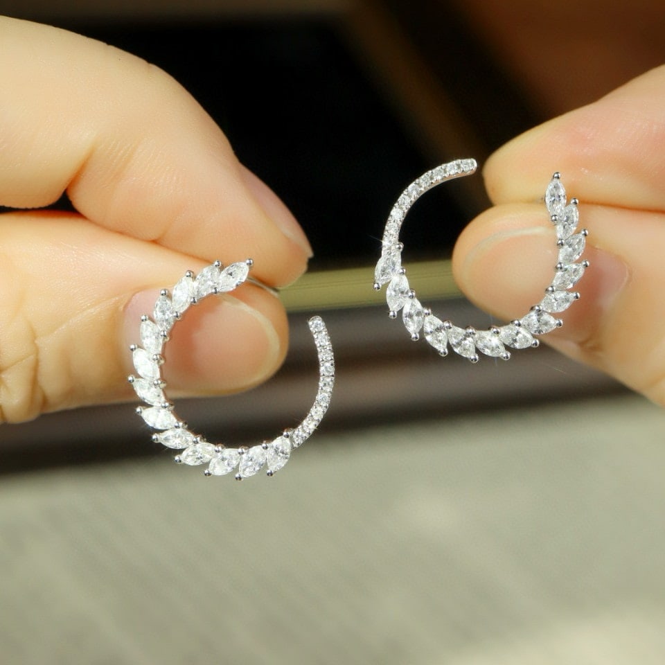 14k Gold 1.18 Ct Natural H Diamond Earrings - 4