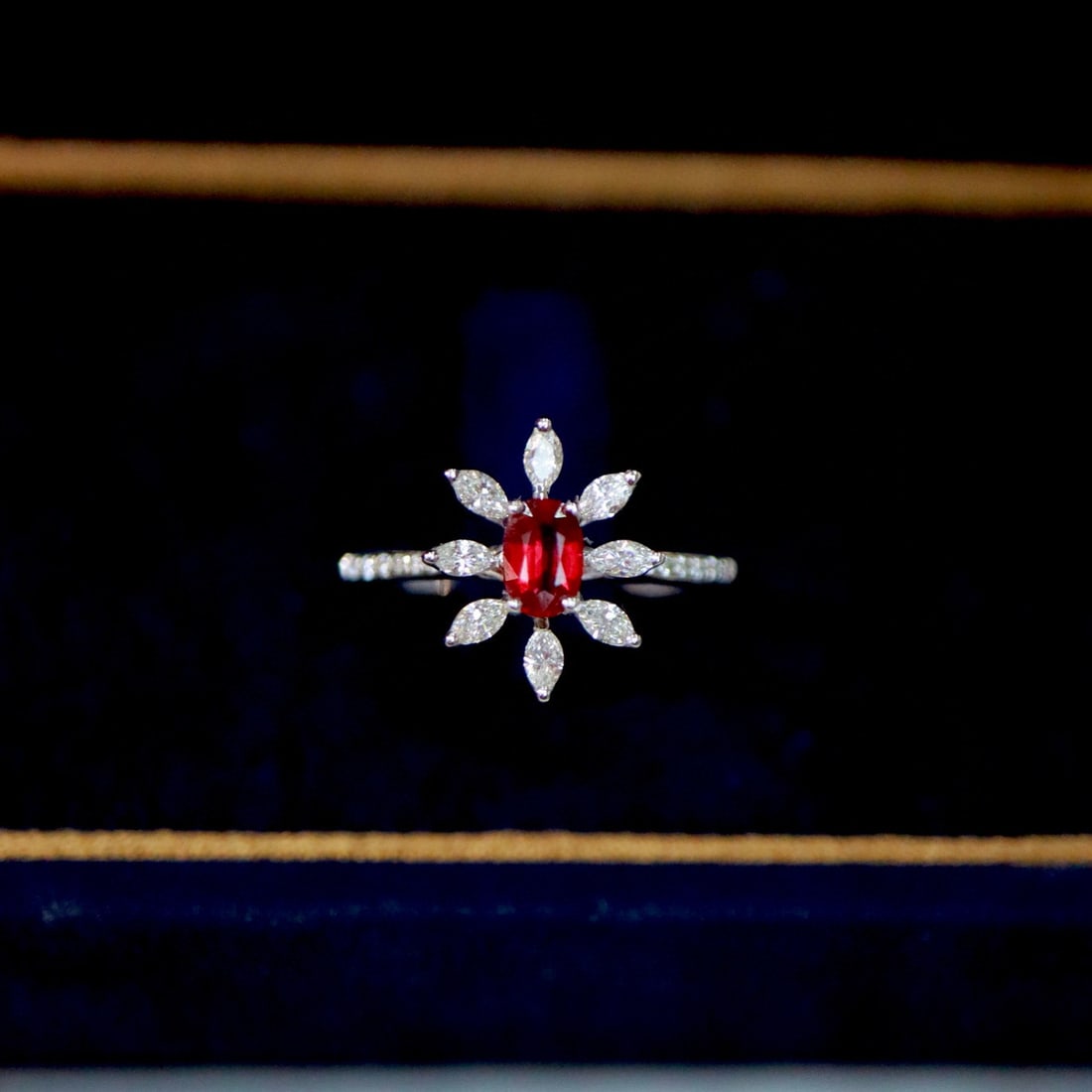 14k Gold 0.64 Ctw Vivid Red Natural Ruby & Diamond Ring: Ref:230941164 // gold content:14k gold // ring size:7. 25us // // main gemstone:ruby // shape:oval // carat weight:0. 32ct // color:vivid red // treatment:natural // // adjacent gemstone 2 : diamond /