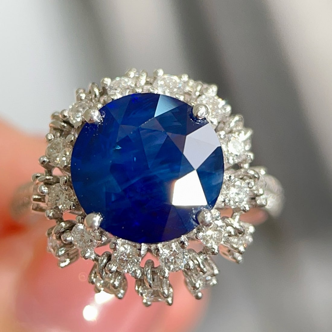 14k Gold 4.46 Ctw Natural Sapphire & Diamond Ring - 7