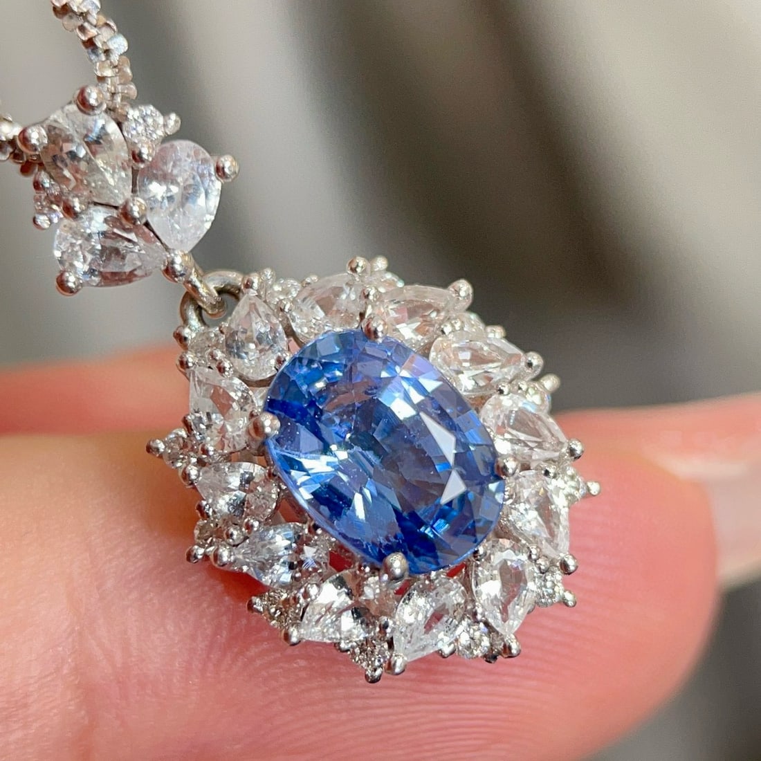 14k Gold 3.01 Ctw Natural Sapphire & Sapphire Pendant( Without Chain ) - 6