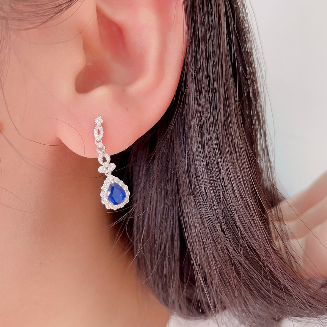 14k Gold 1.78 Ctw Natural Sapphire & Diamond Earrings - 4