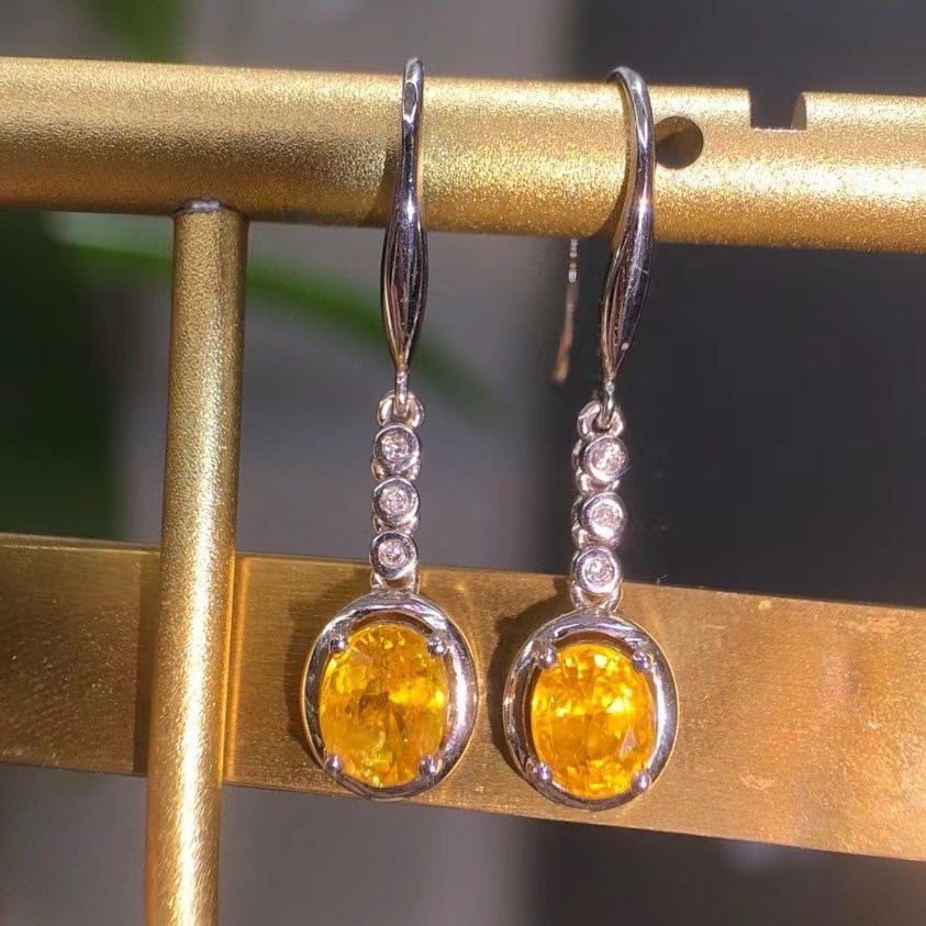 14k Gold 1.9 Ct Natural Sapphire & Diamond Earrings (1 of 7)