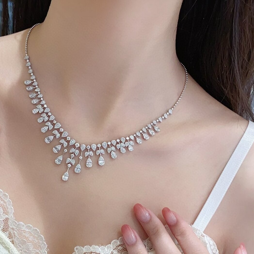 14k Gold 3.6 Ct Natural H Diamond Necklace - 6