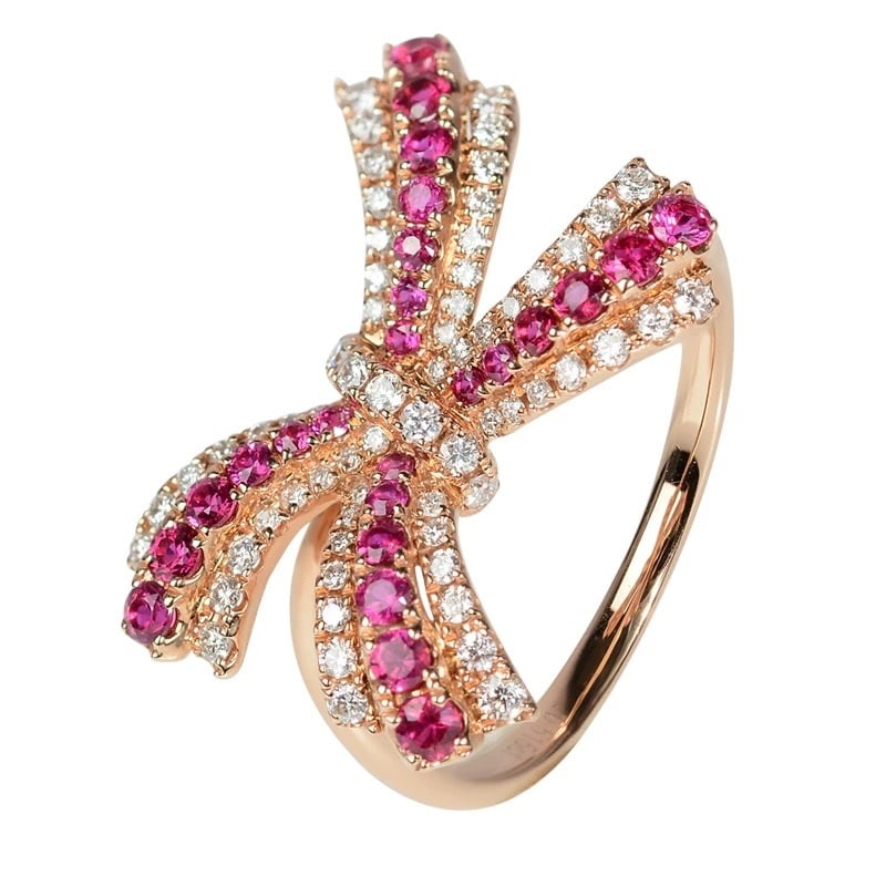 14k Gold 0.84 Ctw Natural Ruby & Diamond Ring: Ref:230942014 // gold content:14k gold // ring size:7. 25us // // main gemstone:ruby // shape:round // carat weight:0. 52ct // color:red // treatment:natural // cut grade:g // // adjacent gemstone