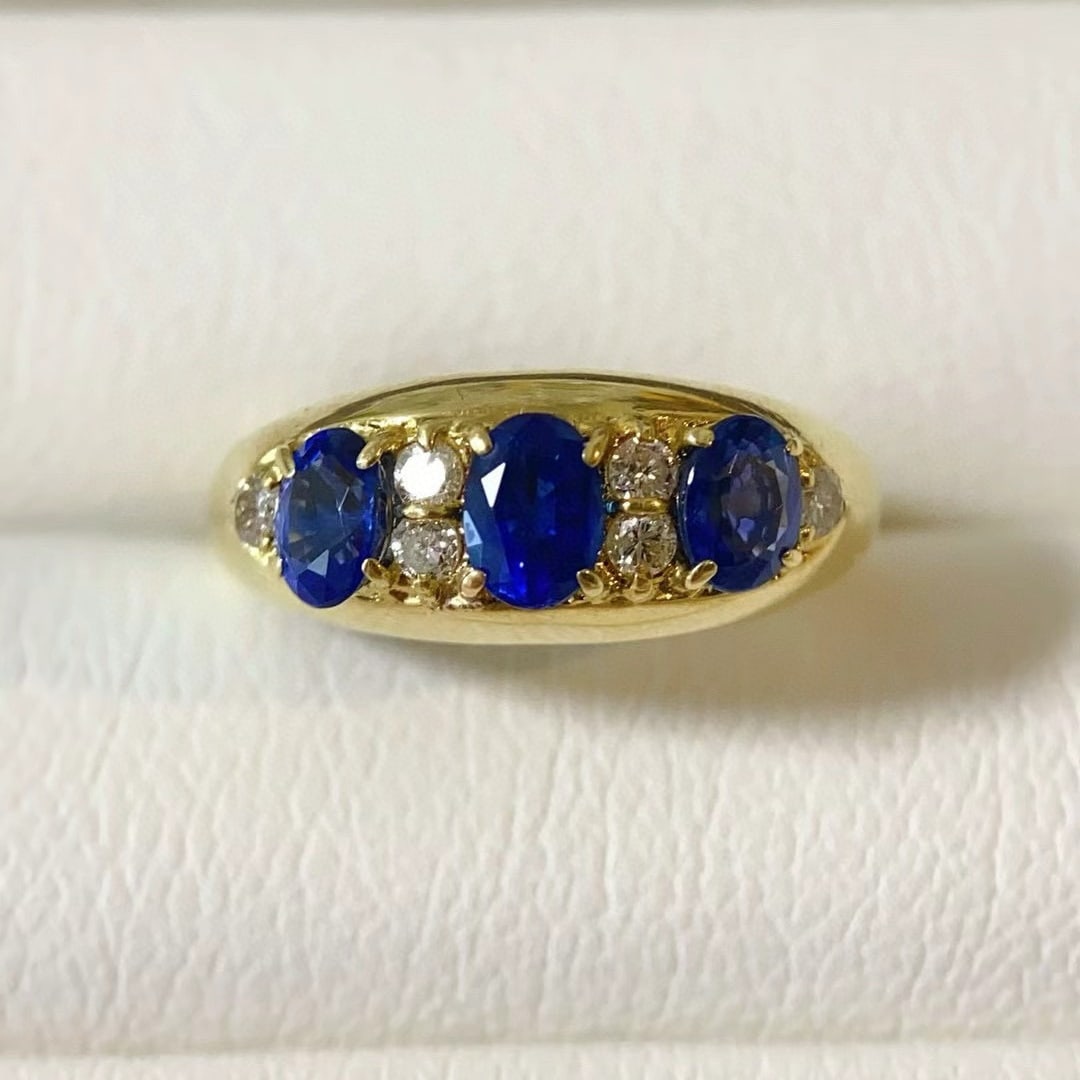 14k Gold 1.2 Ctw Vivid Blue Natural Sapphire & Diamond Ring (1 of 7)