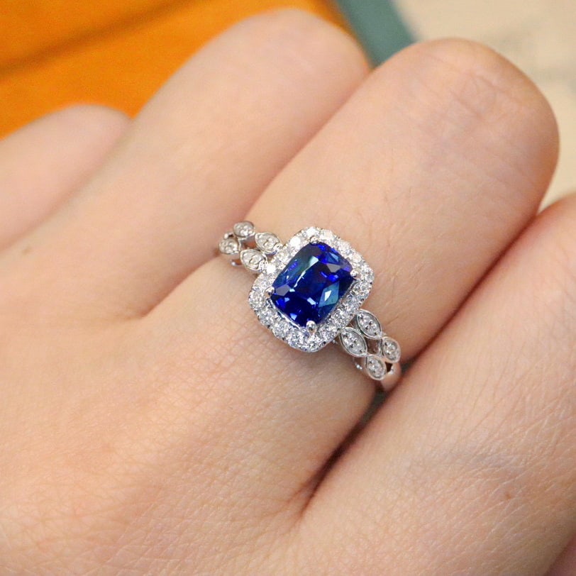 14k Gold 1.41 Ctw Natural Sapphire & Diamond Ring - 5