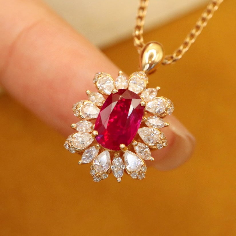 14k Gold 1.80 Ctw Natural Ruby & Diamond Ring/pendant( Without Chain ) - 5