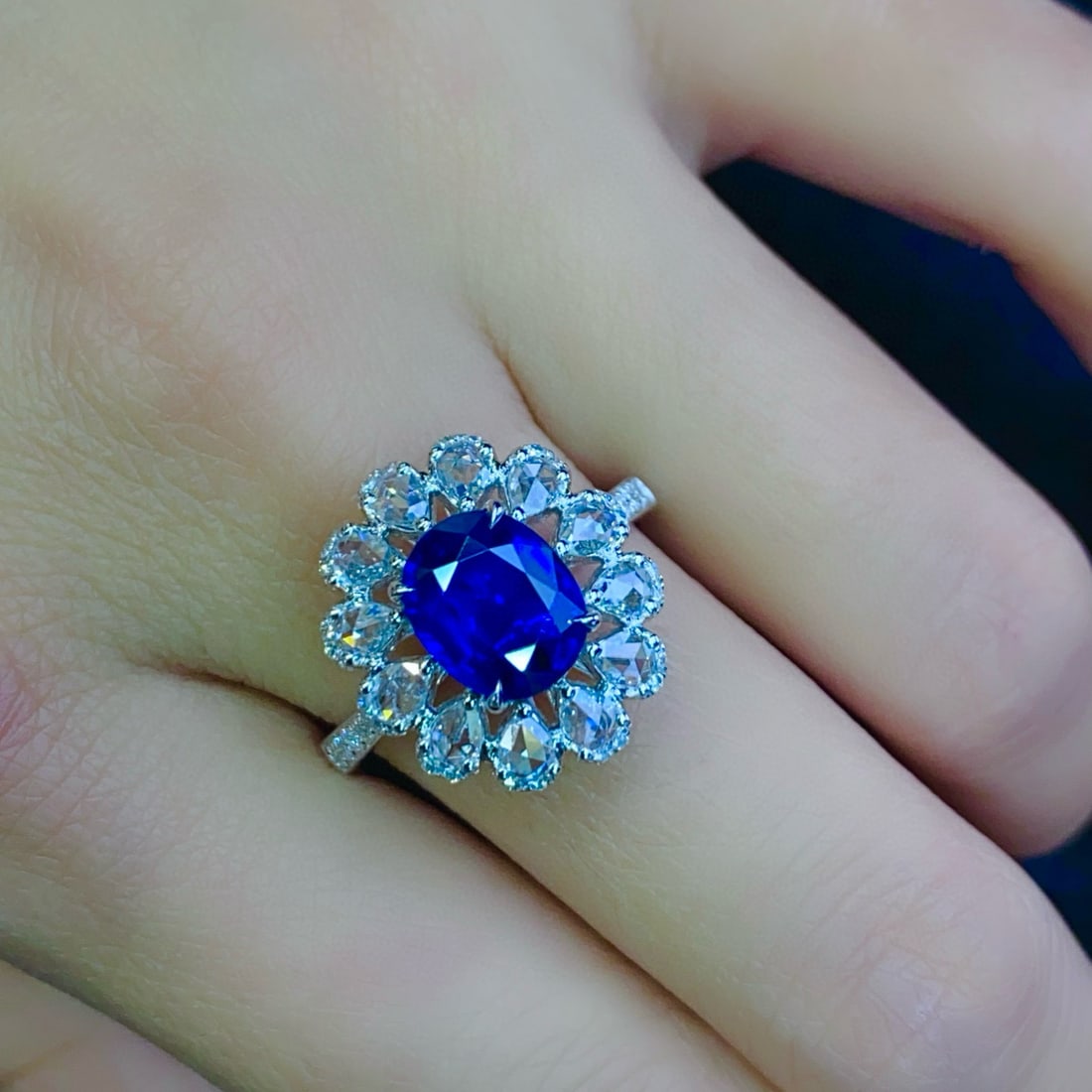 14k Gold 2.88 Ctw Natural Sapphire & Diamond Ring - 5