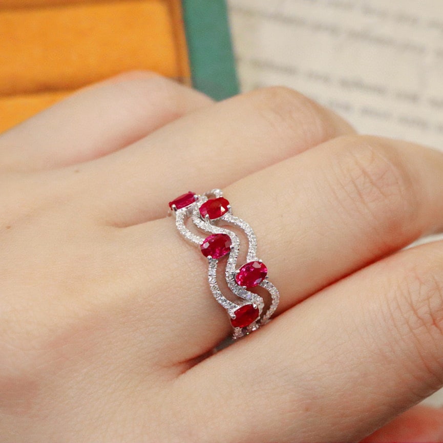 14k Gold 1.36 Ctw Natural Ruby & Diamond Ring - 5