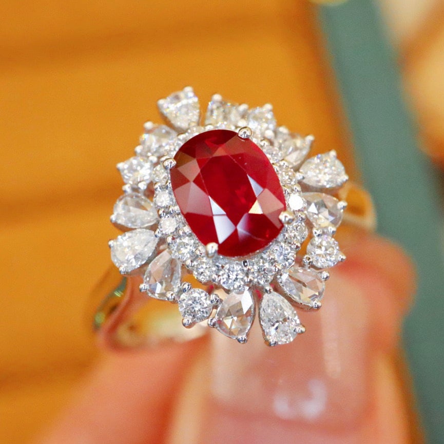 14k Gold 1.59 Ctw Natural Ruby & Diamond Ring - 3