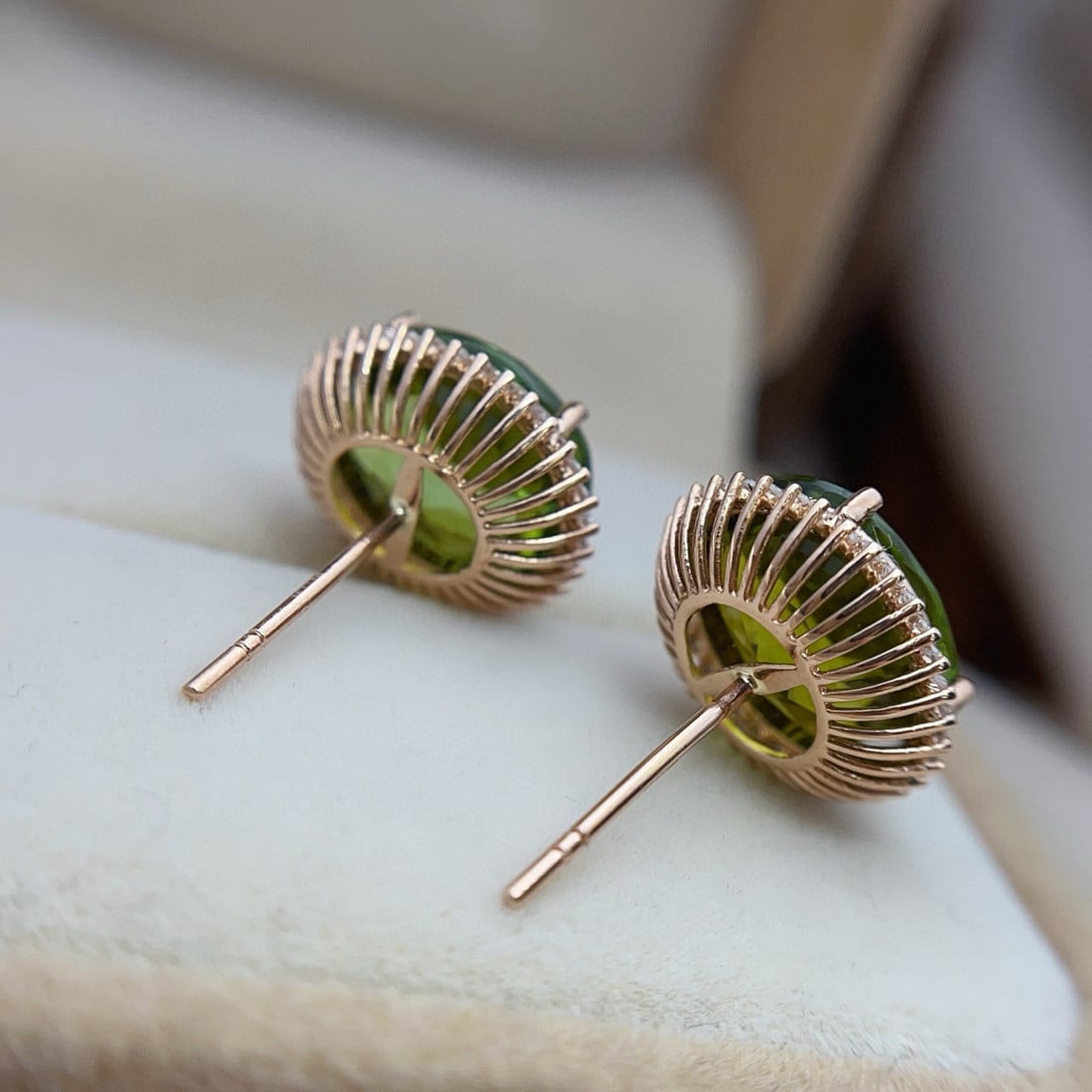 14k Gold 7.80 Ct Natural Tourmaline & Diamond Earrings - 5