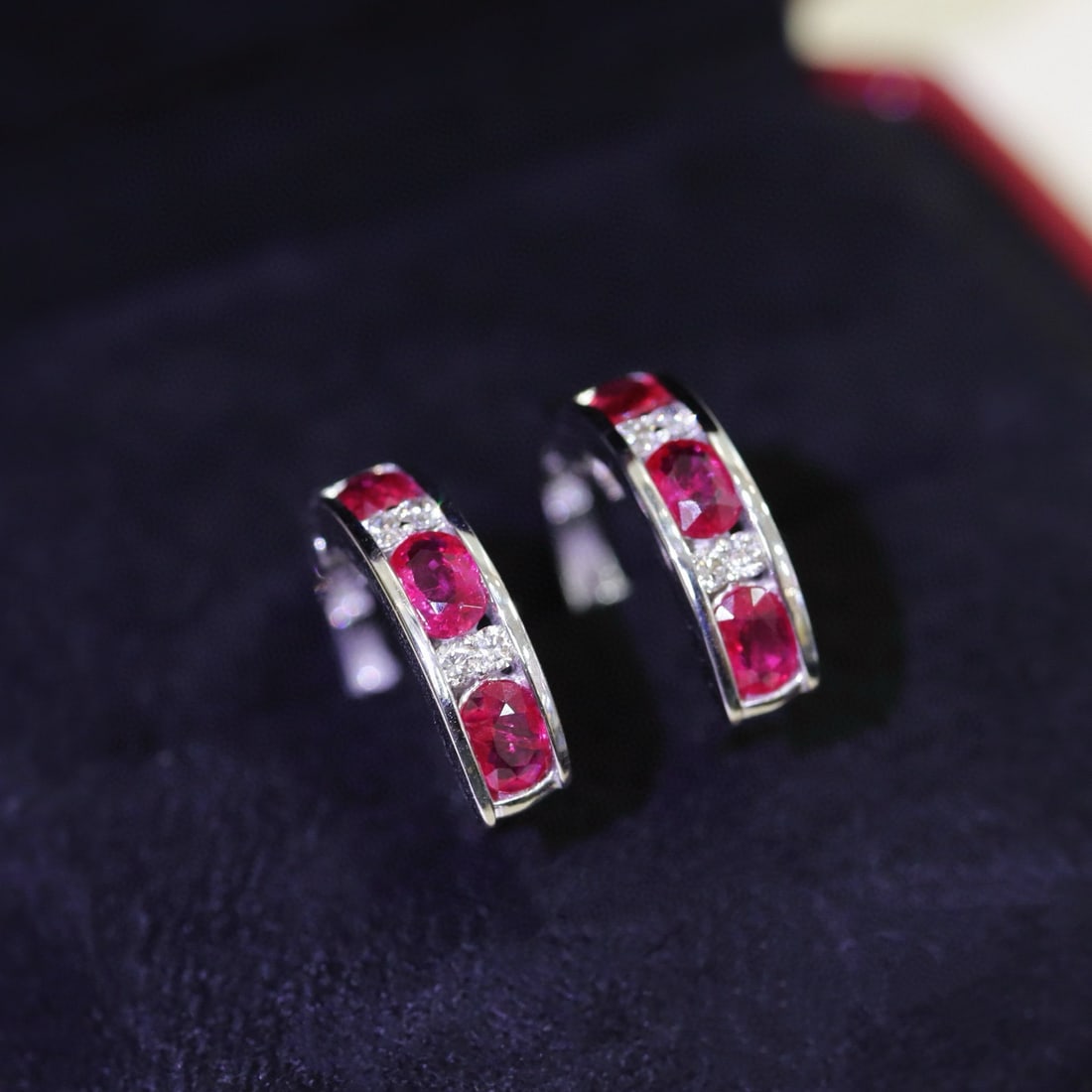 14k Gold 1.24 Ctw Natural Ruby & Diamond Earrings - 5