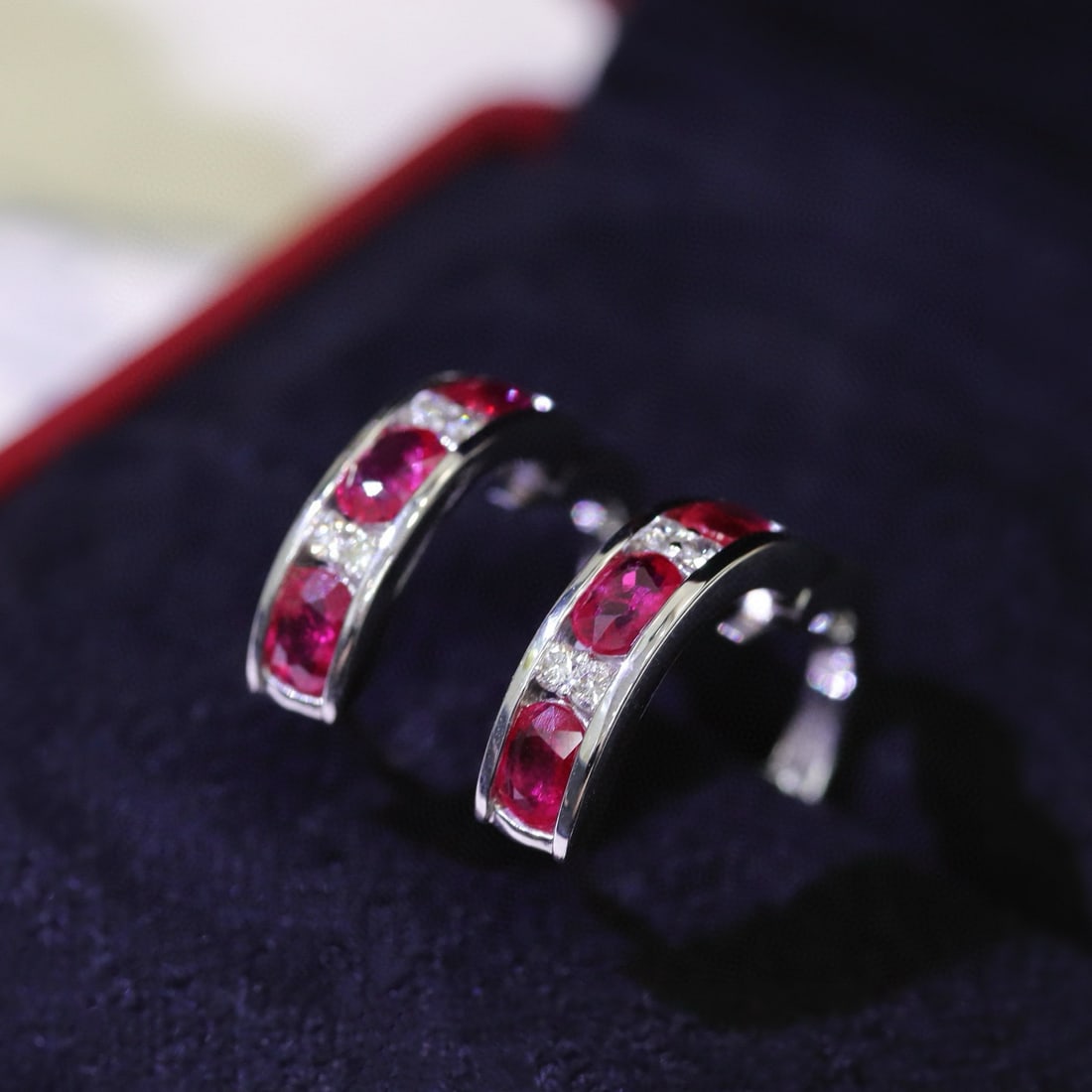 14k Gold 1.24 Ctw Natural Ruby & Diamond Earrings - 6