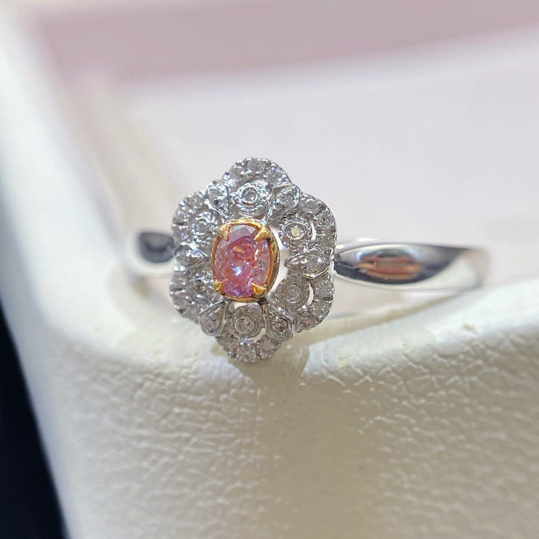 14k Gold 0.17 Ctw Natural Pink Diamond & Diamond Ring - 2