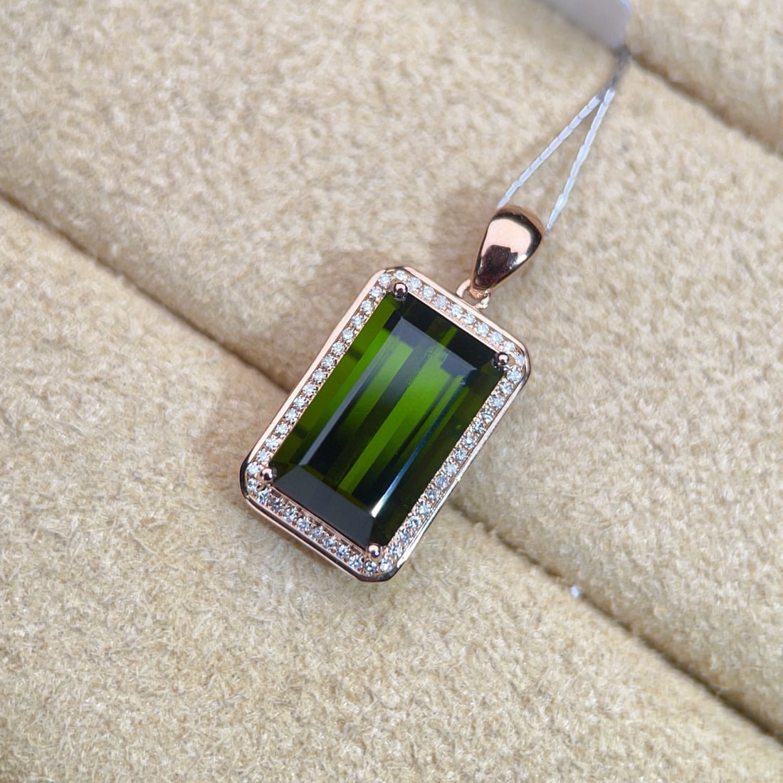 14k Gold 4.65 Ctw Natural Tourmaline & Diamond Pendant( Without Chain ) - 2