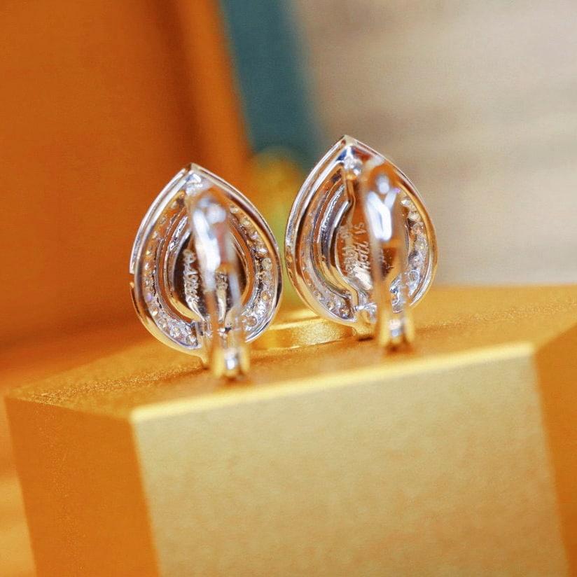 14k Gold 1.42 Ctw Natural Sapphire & Diamond Earrings - 4