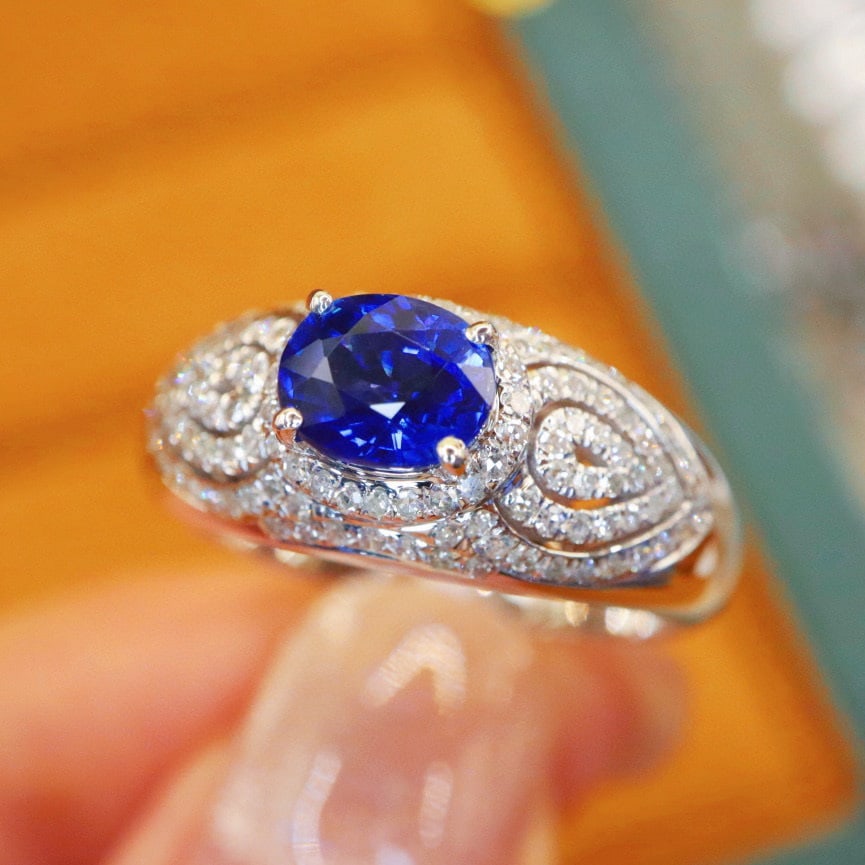 14k Gold 1.49 Ctw Natural Sapphire & Diamond Ring - 3