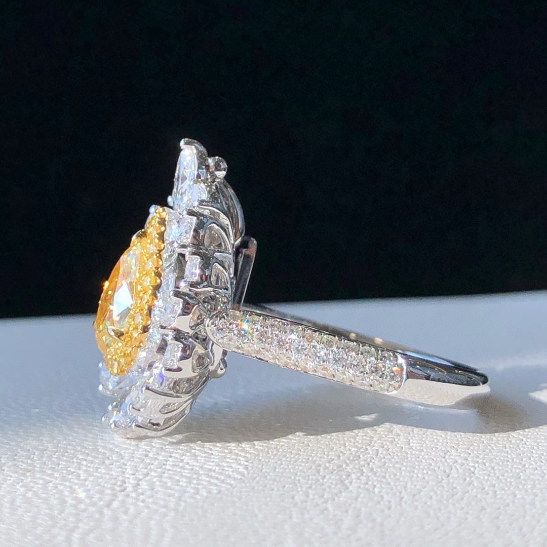 14k Gold 2.76 Ctw Natural Yellow Diamond & Diamond Ring/pendant( Without Chain ) - 3