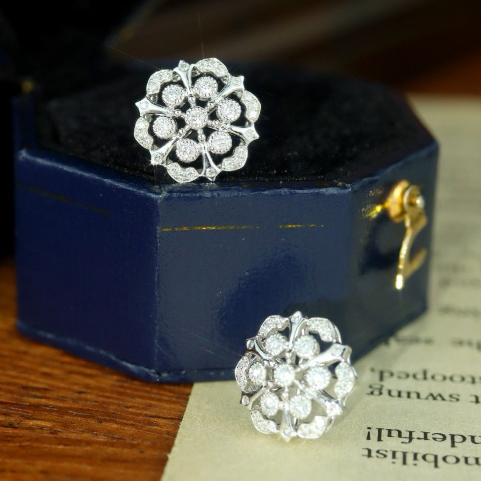 14k Gold 0.32 Ct Natural H Diamond Earrings - 2