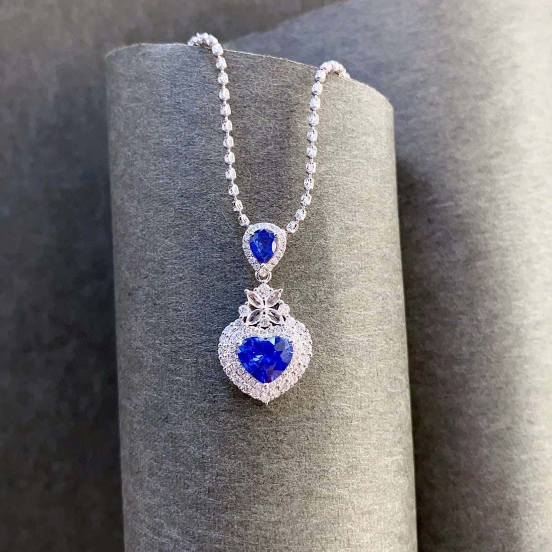 14k Gold 2.00 Ctw Natural Sapphire & Diamond Pendant( Without Chain ) - 3