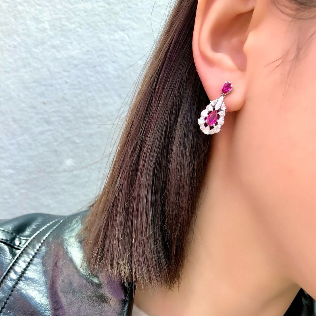 14k Gold 2.02 Ctw Natural Ruby & Diamond Earrings - 7