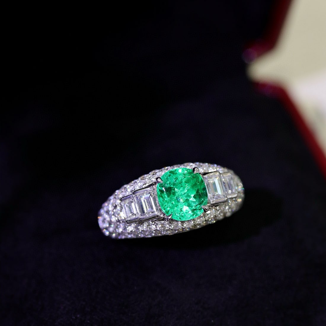 14k Gold 3.64 Ctw Natural Emerald & Diamond Ring - 2