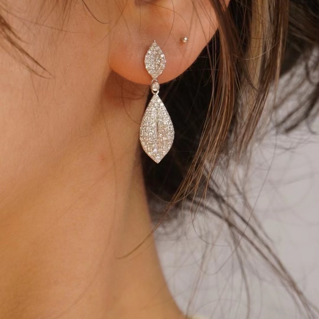 14k Gold 1.0 Ct Natural H Diamond Earrings - 3