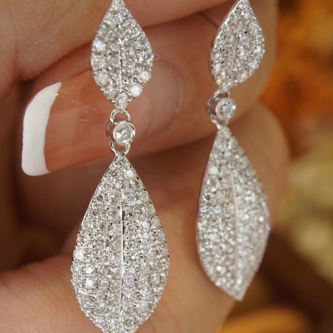 14k Gold 1.0 Ct Natural H Diamond Earrings - 6