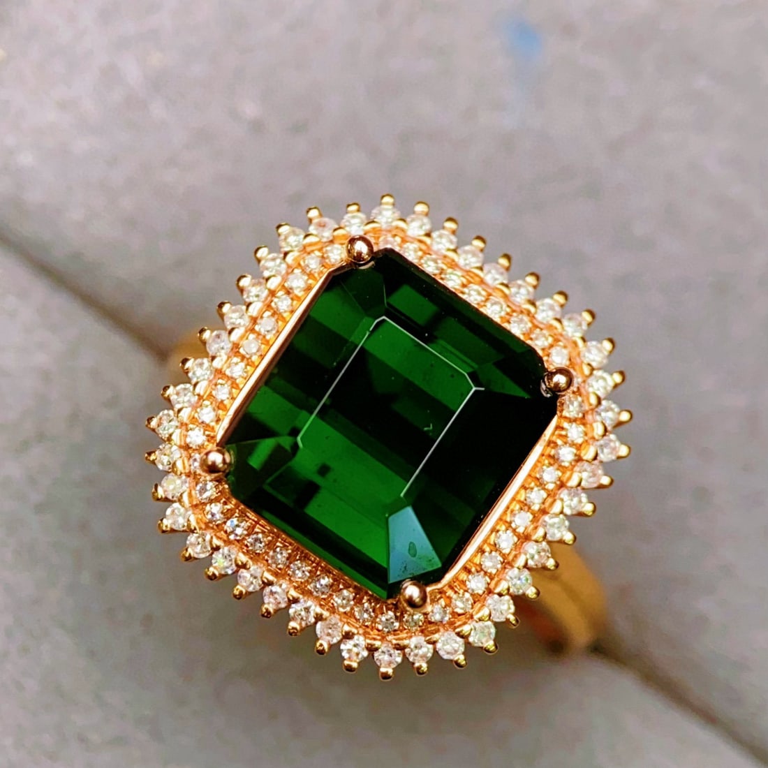 14k Gold 7.39 Ctw Natural Tourmaline & Diamond Ring - 2
