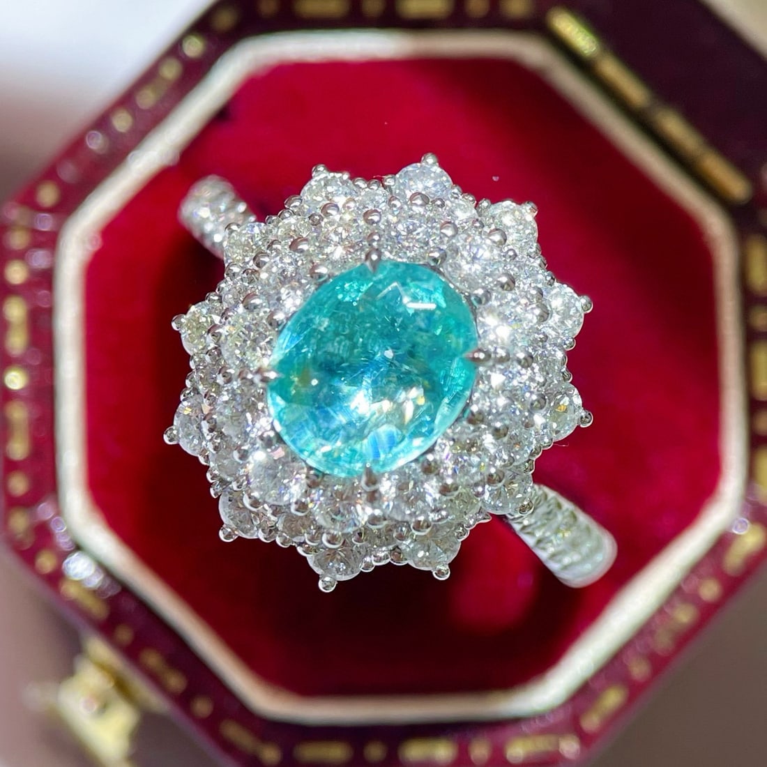 14k Gold 2.07 Ctw Natural Paraiba Tourmaline & Diamond Ring - 3