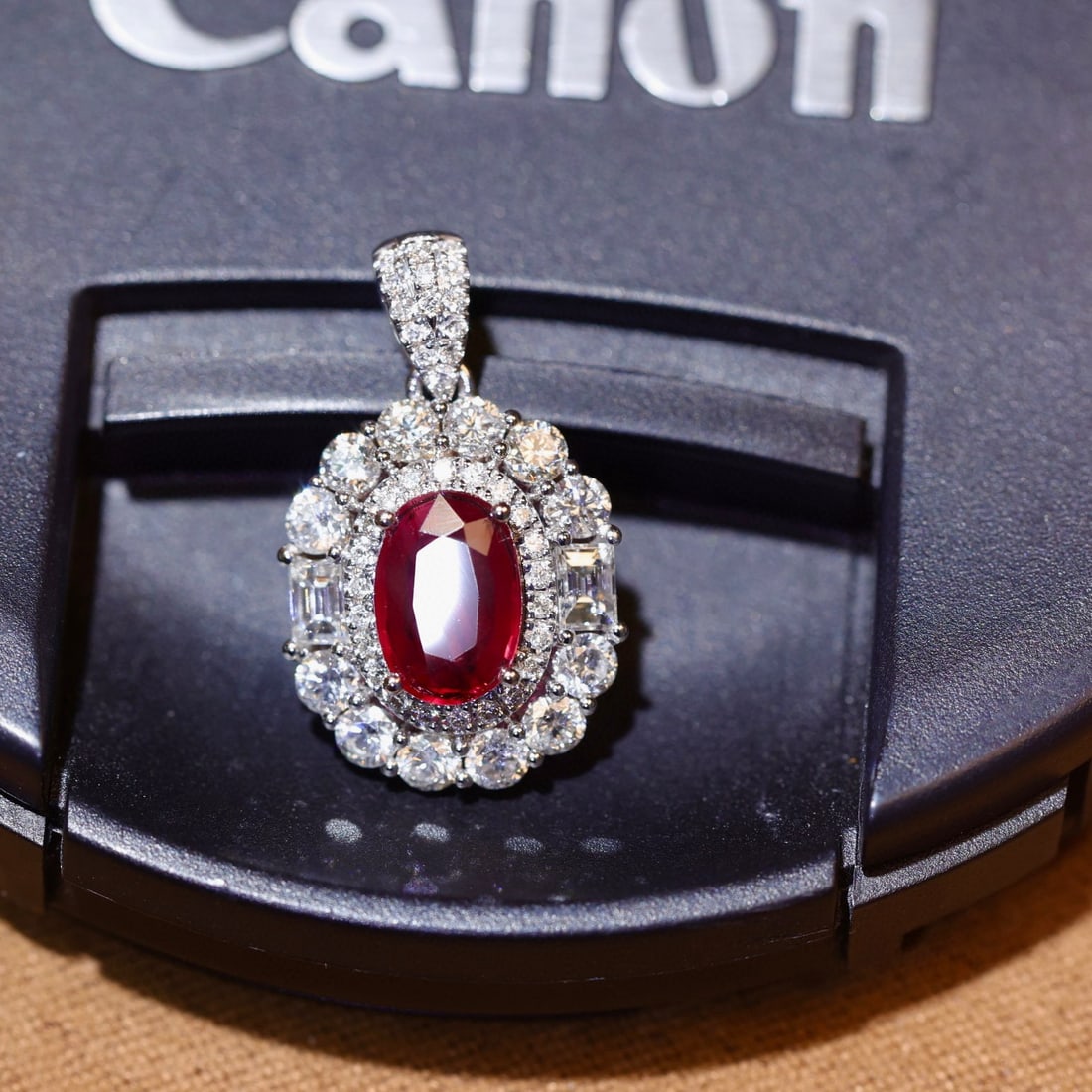 14k Gold 1.85 Ctw Vivid Red Natural Ruby & Diamond Pendant( Without Chain ) - 4